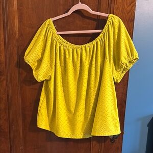 Lane Bryant Yellow Boat Neck Off The Shoulder Blouse Size 18/20